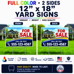12×18 Yard Signs – Full Color, 2 Sides (full bleed OK) 12×18 Yard Signs – Full Color, 2 Sides (full bleed OK)