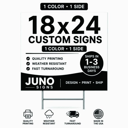 18x24 Yard Signs – 1 Color, 1 Side (0.5" border)