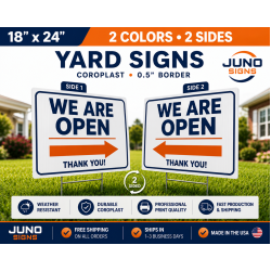 18x24 Yard Signs – 2 Colors, 2 Sides (0.5" border) 18x24 Yard Signs – 2 Colors, 2 Sides (0.5" border)